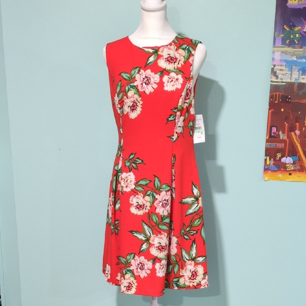New J Howard Floral Sleeveless Red Floral Dress